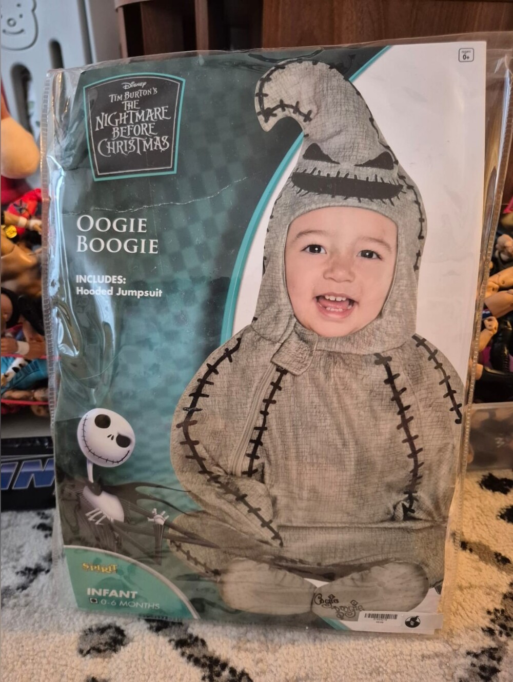 Disney Oogie Boogie Infant Hooded Jumpsuit Gray